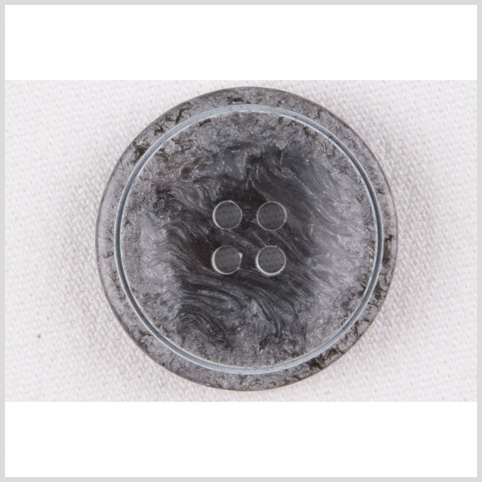 Plastic 4-Hole Button - 44L/28mm - Charcoal and Silver Swirls with Engraved Circle - Joann Fabrics