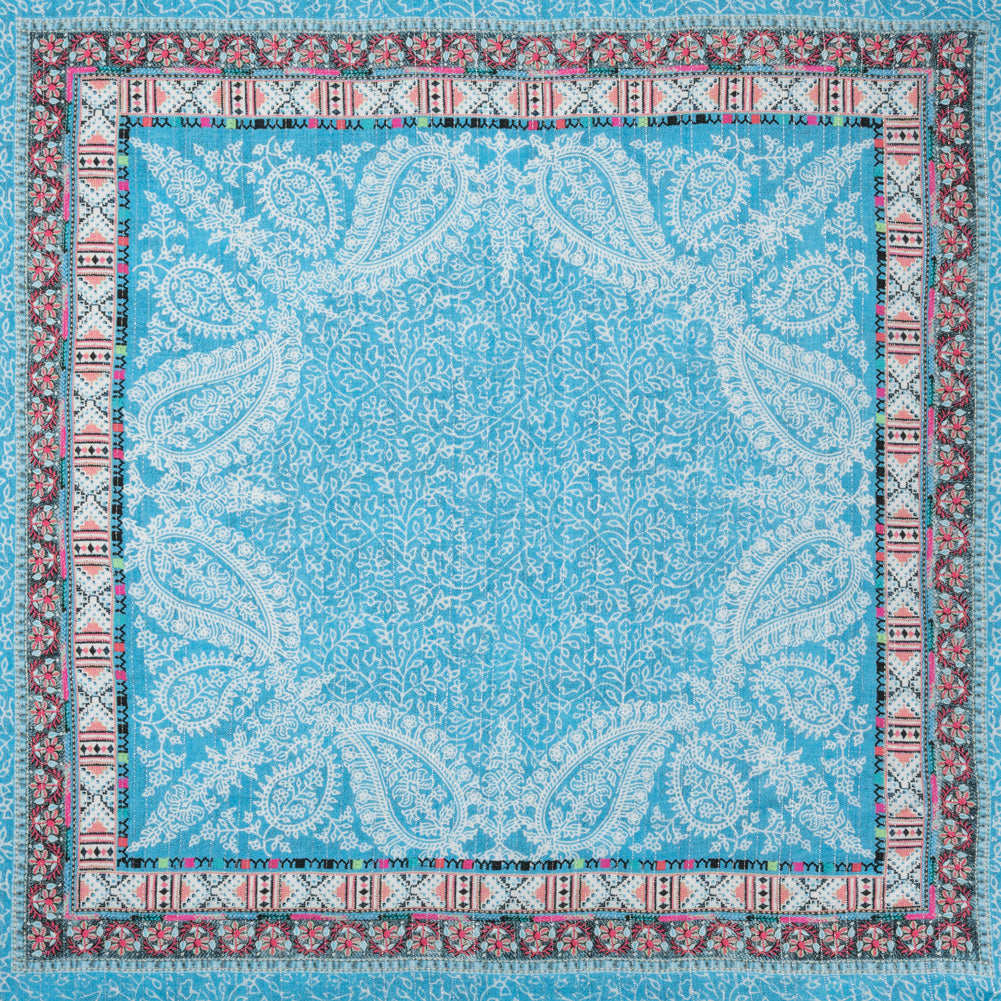 Metallic Striped Viscose Dobby Panel - Light Blue Paisley and Geometric - Mood Exclusive Bandana Bonanza - Joann Fabrics