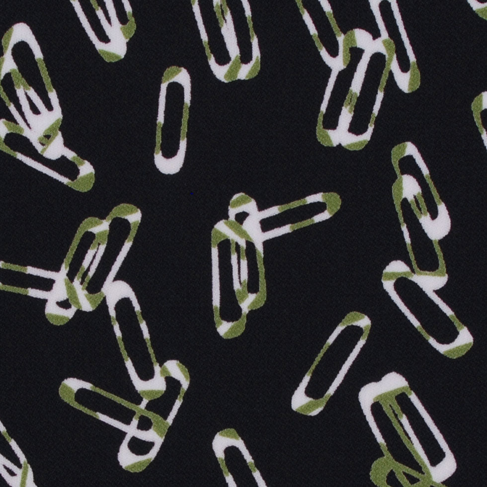 Black Polyester Jersey Paper Clip Print - Joann Fabrics