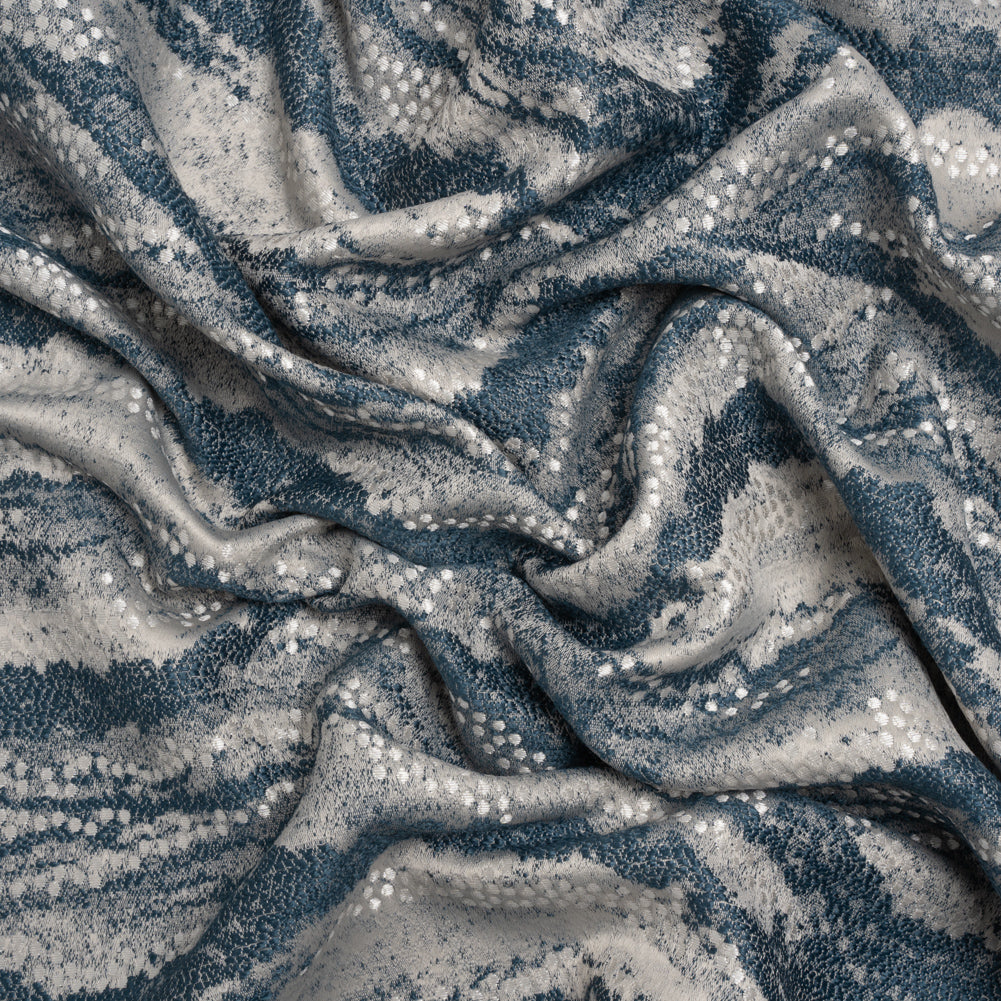 Recycled Polyester Jacquard - Indigo Landscape Spots - British Imported - Joann Fabrics