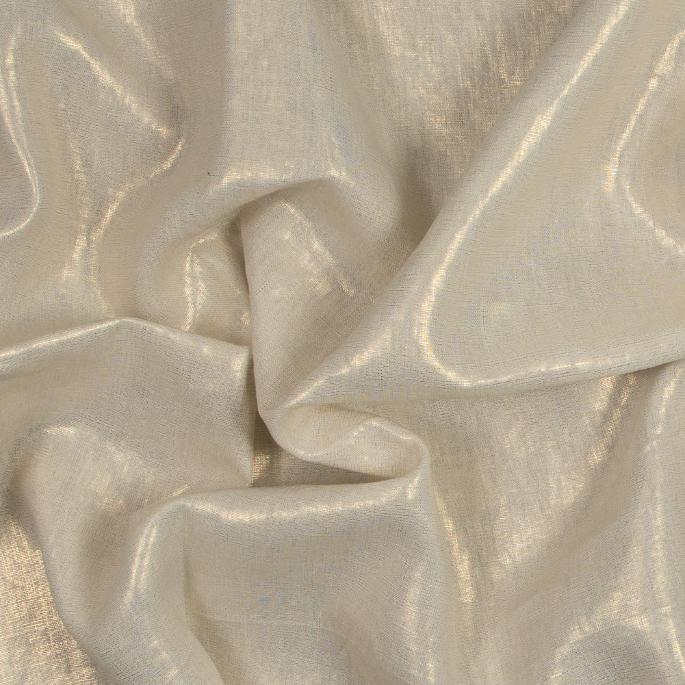 Medium Weight Linen Woven with Metallic Foiling - Ivory and Gold - Bianca Collection - Joann Fabrics
