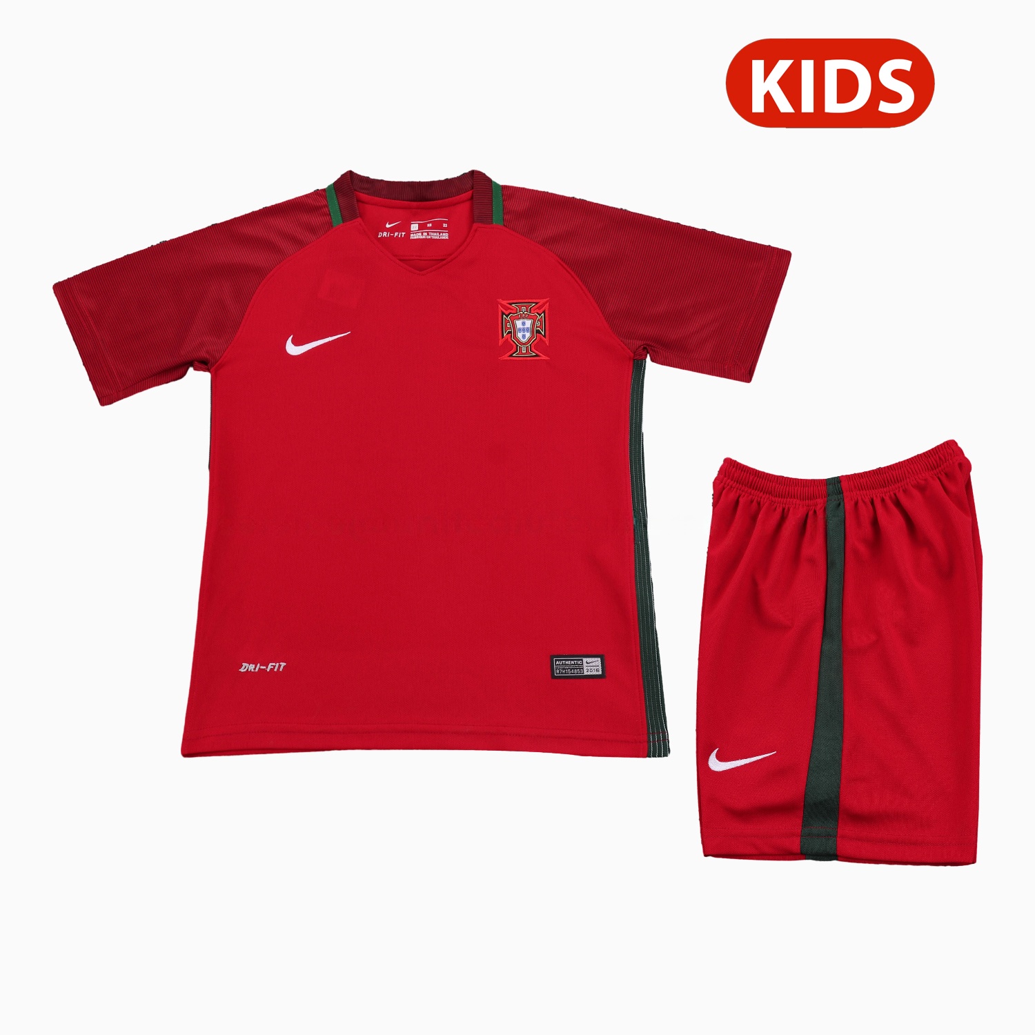 Retro Portugal 2016 Home Kids Kit - UnitedFutballJersey