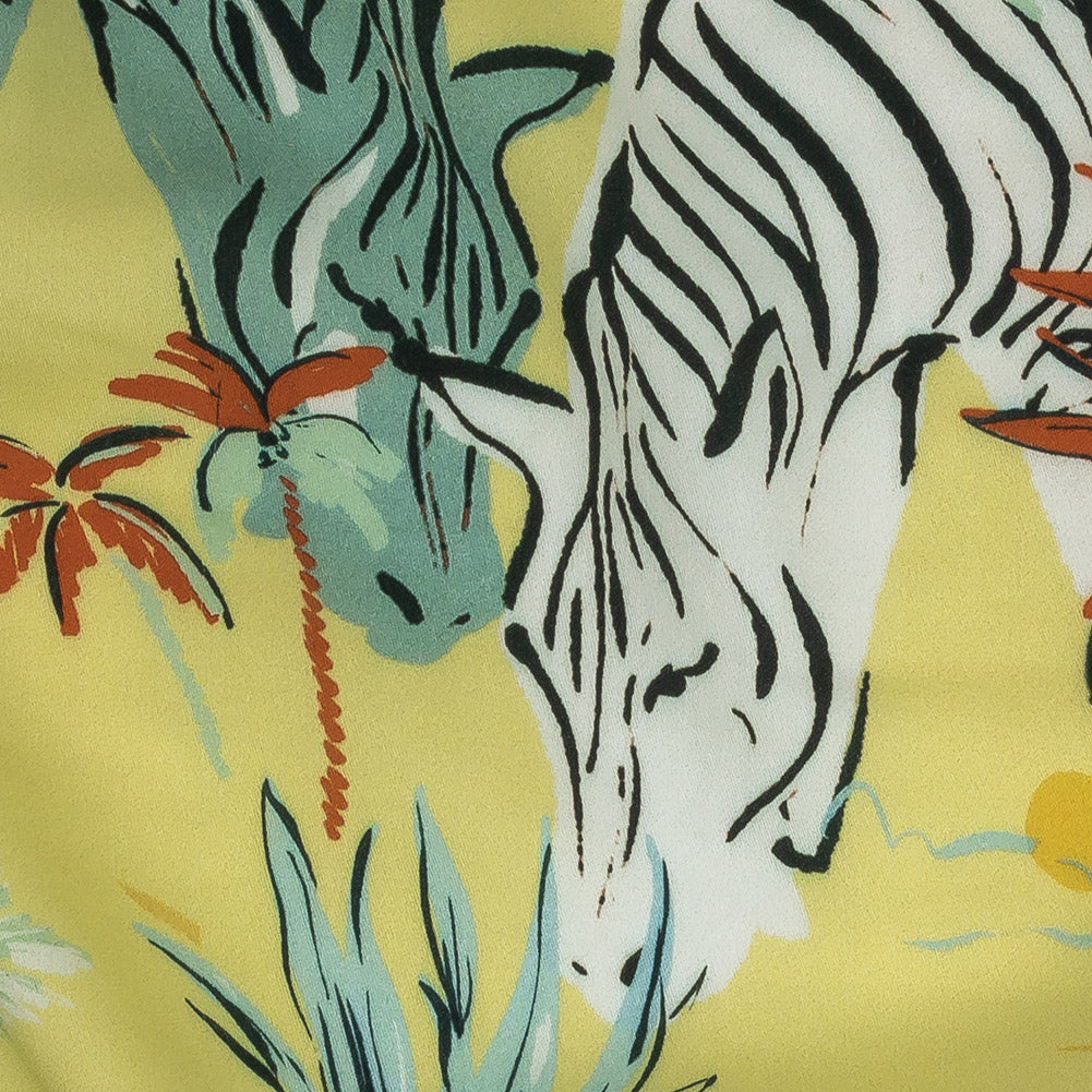 Rayon Batiste Print - Mellow Yellow, Sage and Orange Zebras and Birds - Mood Exclusive Mellow Yellow Birds of Play - Joann Fabrics