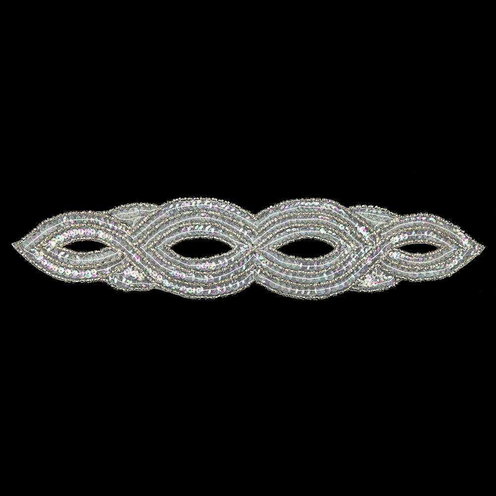 Vintage Crystal Iris Sequins and Beaded Figure Eight Applique - 11