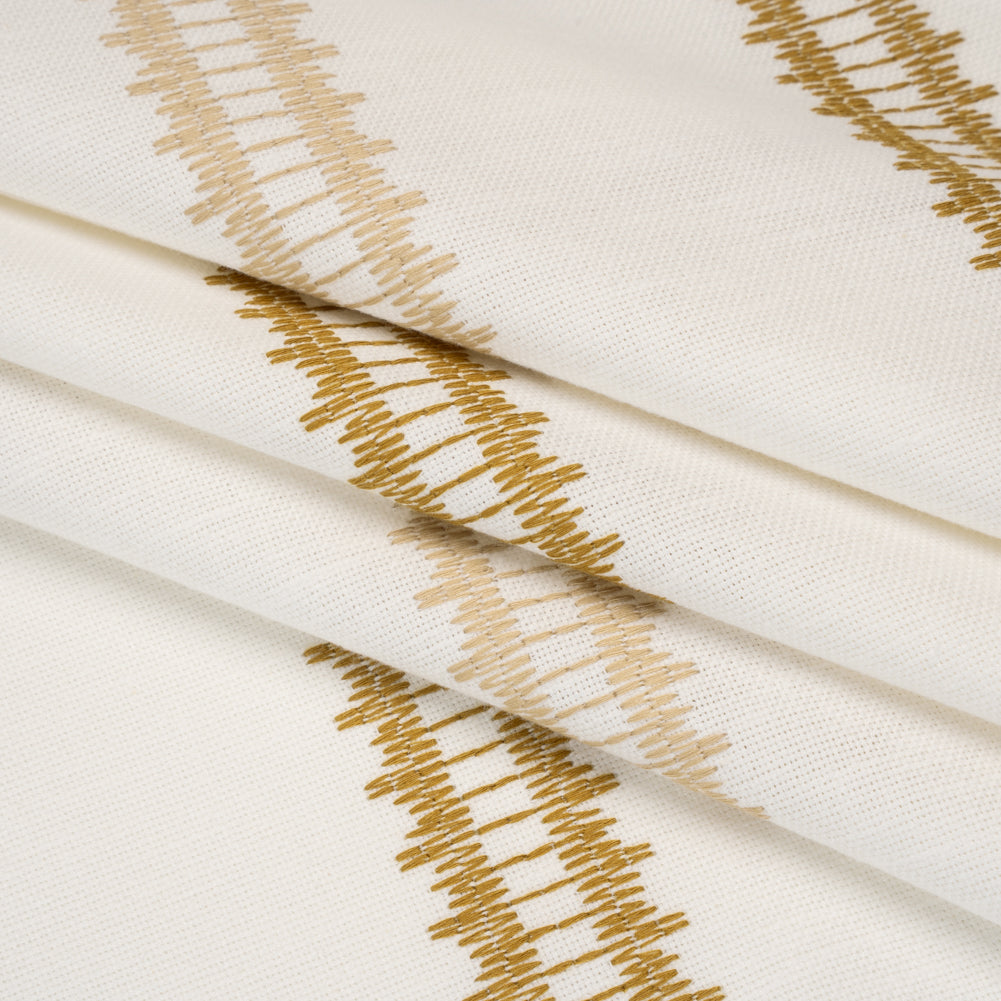 Embroidered Recycled Polyester and Cotton Woven - Ochre Zig Zag Ladder Stripes - British Imported - Joann Fabrics