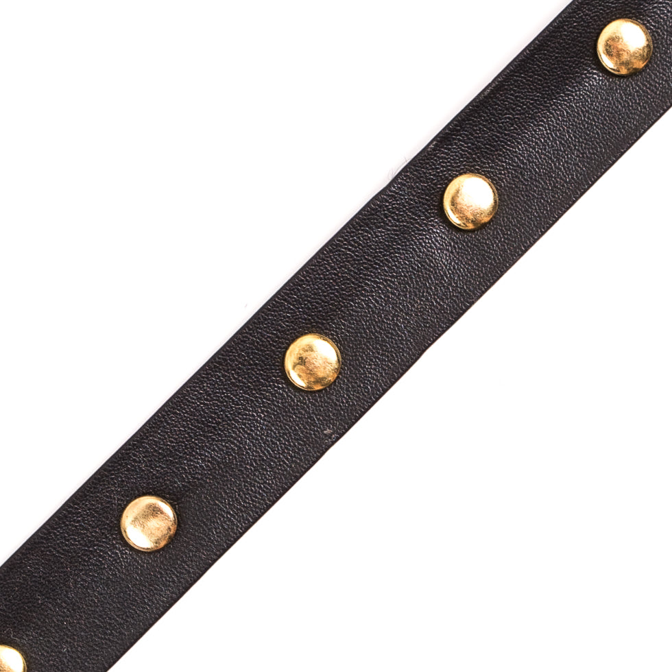 Black Faux Leather Trim with Gold Studs - 0.75