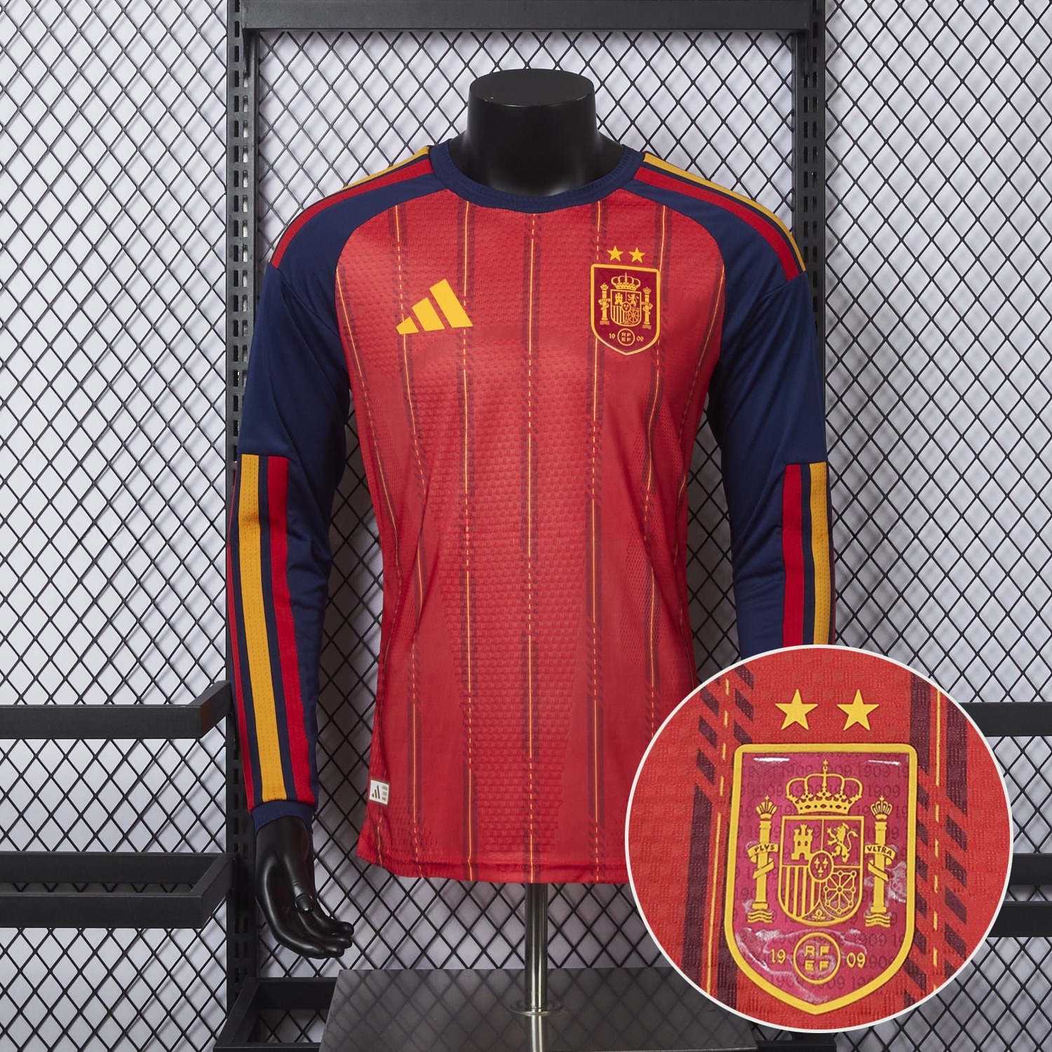 【Two-Crown Star】Spain 2026 Home Long Sleeves Jersey - Player Version - UnitedFutballJersey