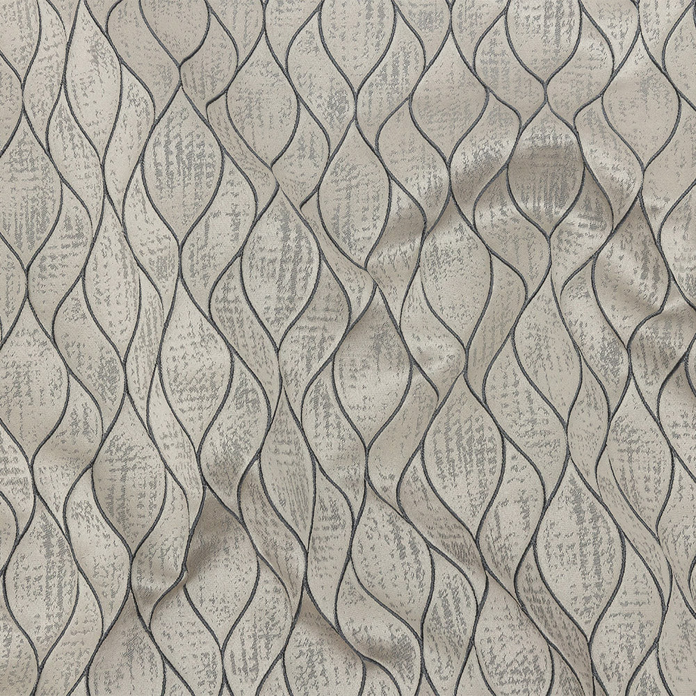 Polyester Jacquard - Pewter Leafy Lines - British Imported - Joann Fabrics