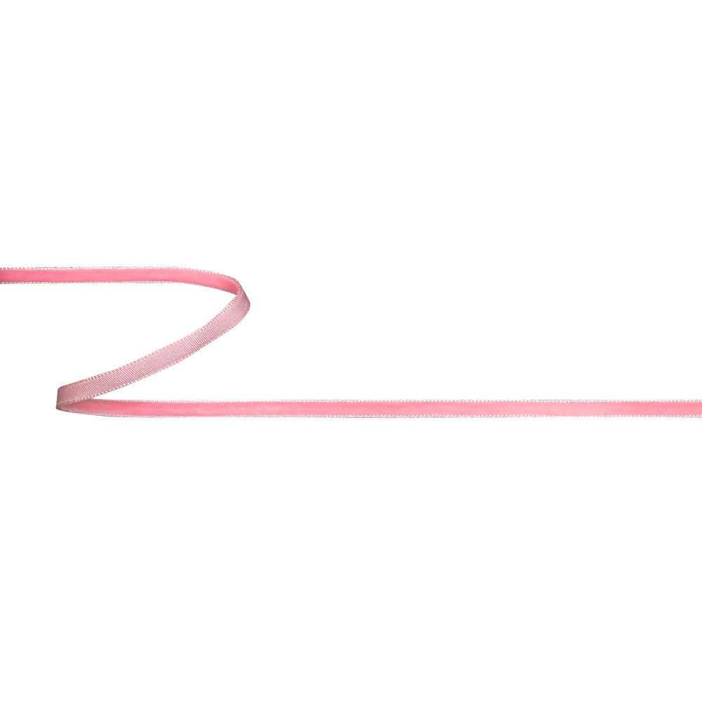 Flamingo Pink Single Face Velvet Ribbon - 0.25
