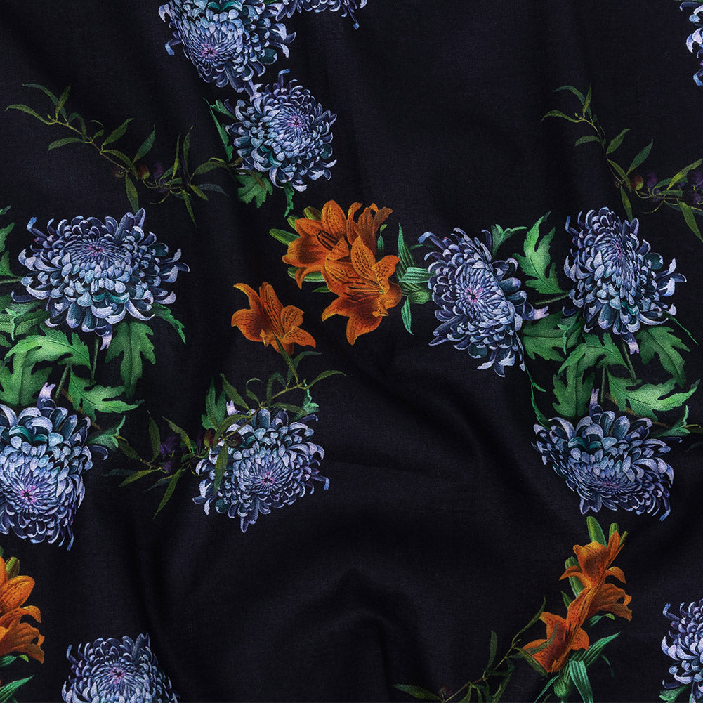 Mercerized Organic Egyptian Cotton Voile - Tiger Lilies and Chrysanthemums - Toulouse Collection - Joann Fabrics