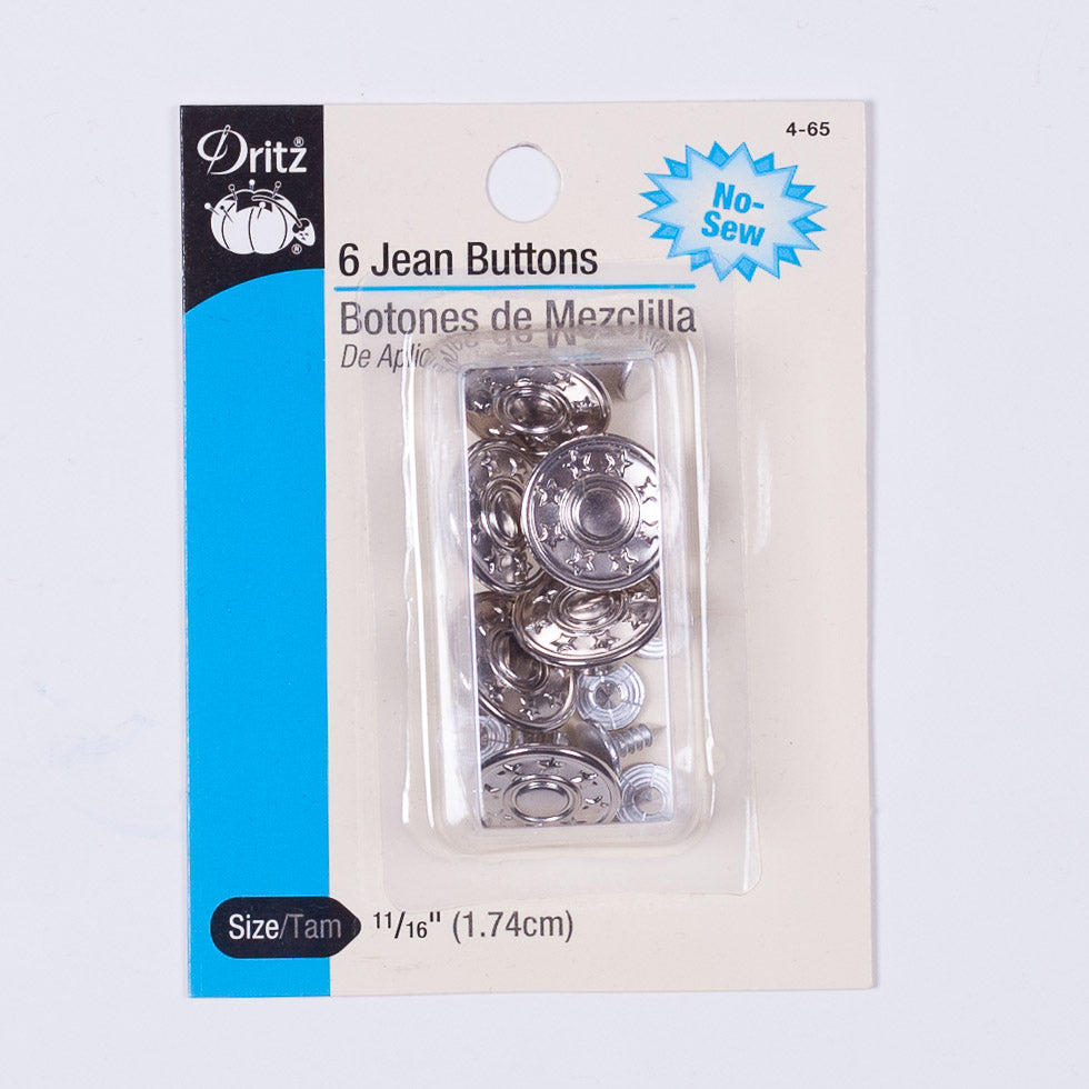 Dritz Silver Jean Buttons - 6 Ct - Joann Fabrics