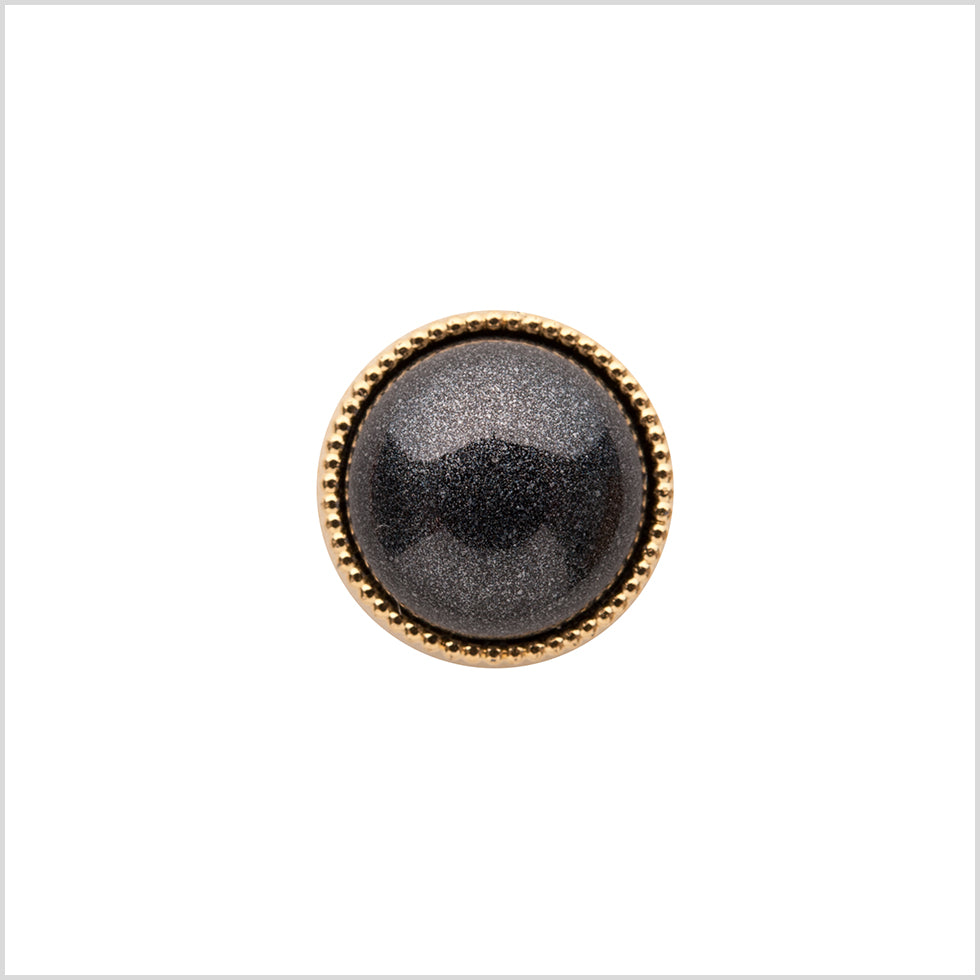 Italian Charcoal and Gold Edged Shank Back Button - 20L/12.5mm - Joann Fabrics