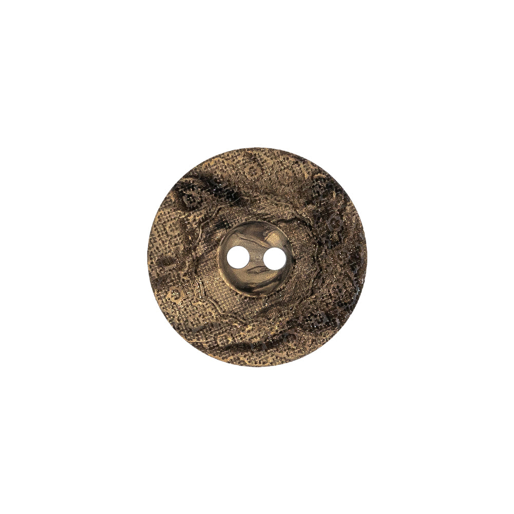 Italian Brown and Tan Wood-Look Lacy Textured Wide Rim 2-Hole Plastic Button - 28L/18mm - Joann Fabrics