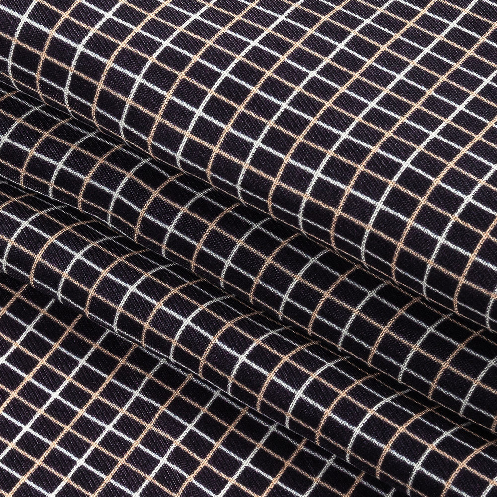 Parisian Night, Peach and Nimbus Cloud Tattersall Check Washed Viscose Twill - Joann Fabrics