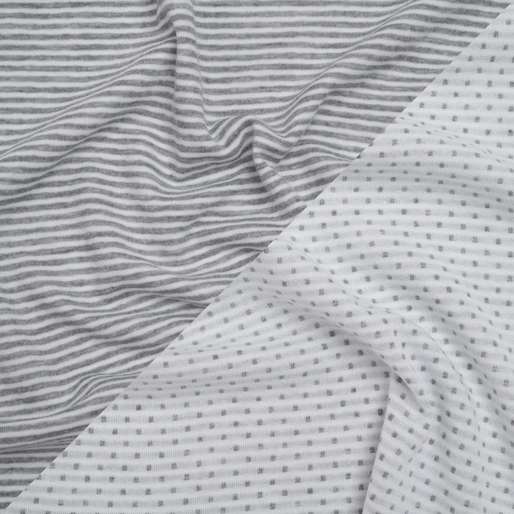 Rayon and Polyester Double Knit Jersey - Gray and White Stripes and Polka Dots - Deadstock - Joann Fabrics