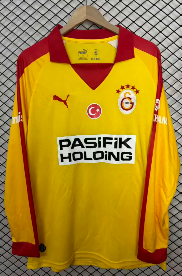 2025/2026 Retro Long Sleeve Galatasaray Yellow Football Shirt 1:1 Thai Quality