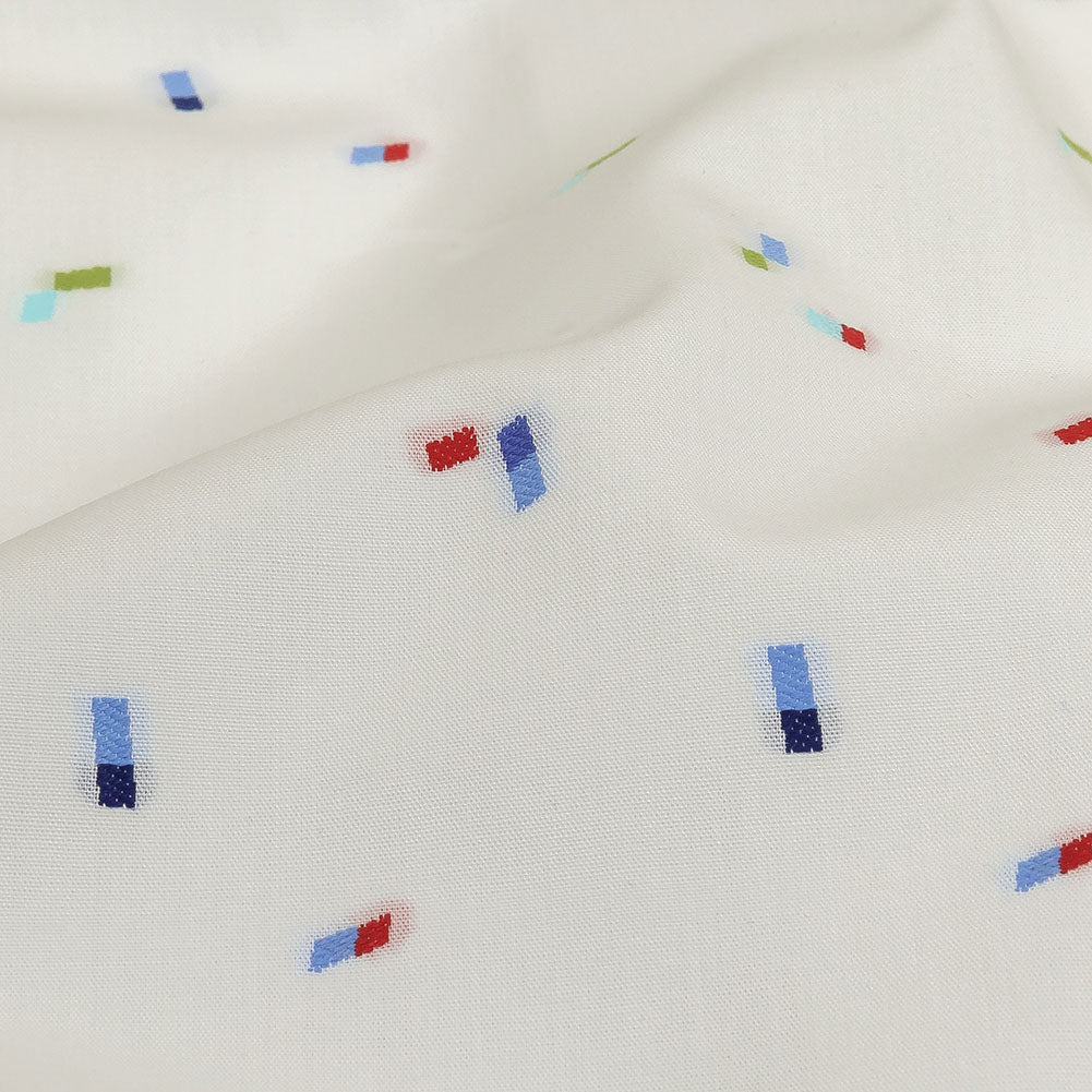 White, Blue and Lime Tossed Rectangles Cotton Jacquard Shirting - Joann Fabrics