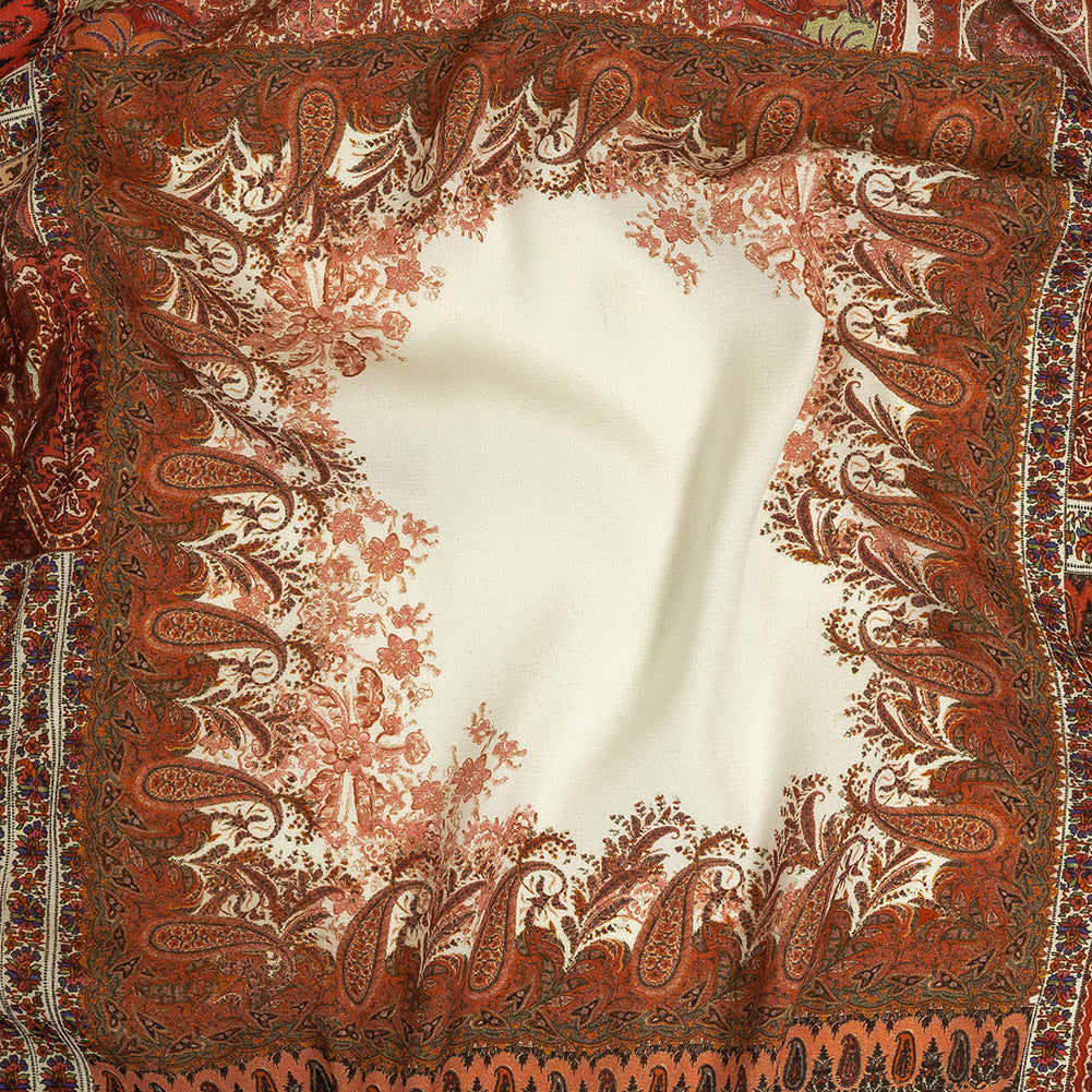 Viscose Crepe Print - Red and Cream Paisley Patches - Mood Exclusive Speak and Enter - Joann Fabrics