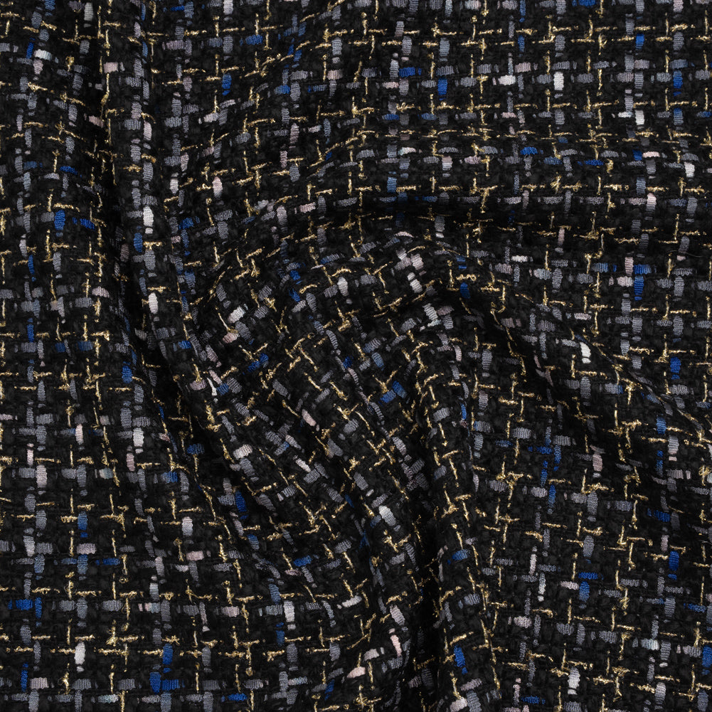 Metallic Acrylic and Wool Tweed - Black, Gray and Gold - Deadstock - Joann Fabrics