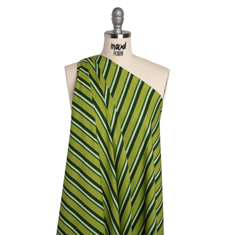 Mood Exclusive Green Seeing Stripes Viscose Crepe - Joann Fabrics
