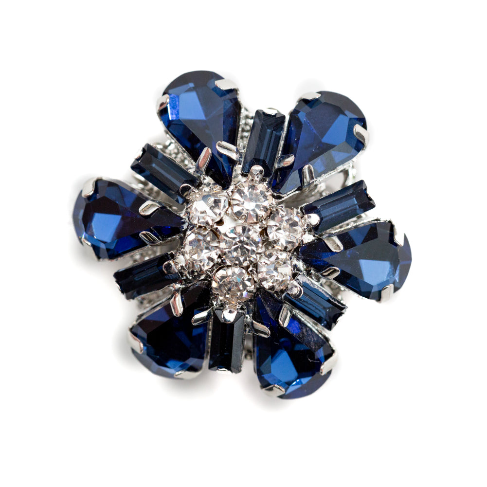 Italian Silver, Navy and Crystal Rhinestone Button - 52L/33mm - Joann Fabrics