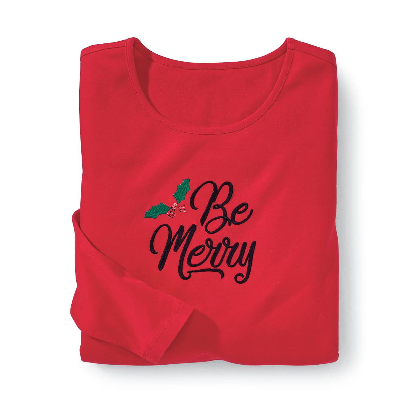 Be Merry Cotton Knit Top, Embroidered, Sequin - Northstyle Catalog