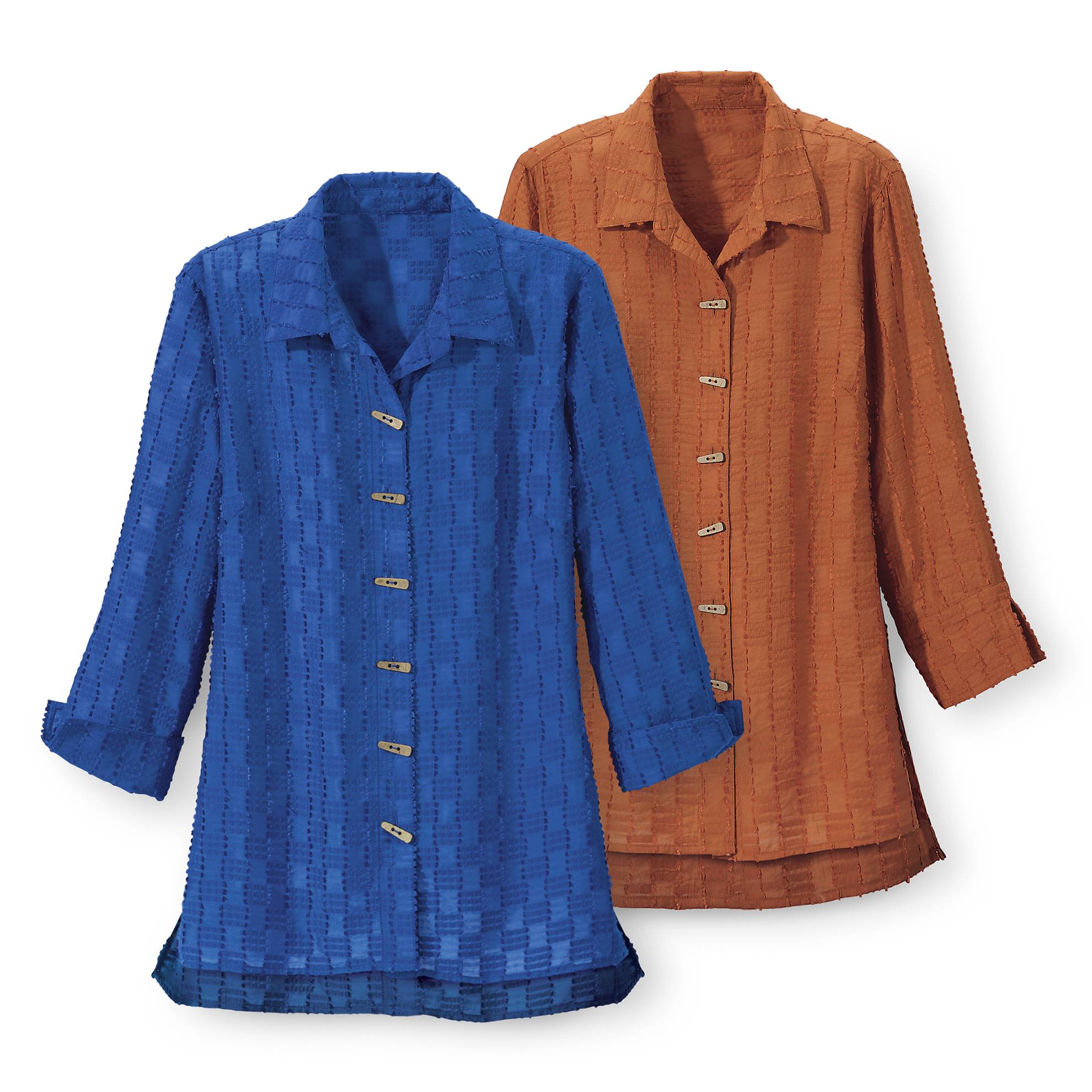 Button Front Jacquard Textured Tunic - Northstyle Catalog