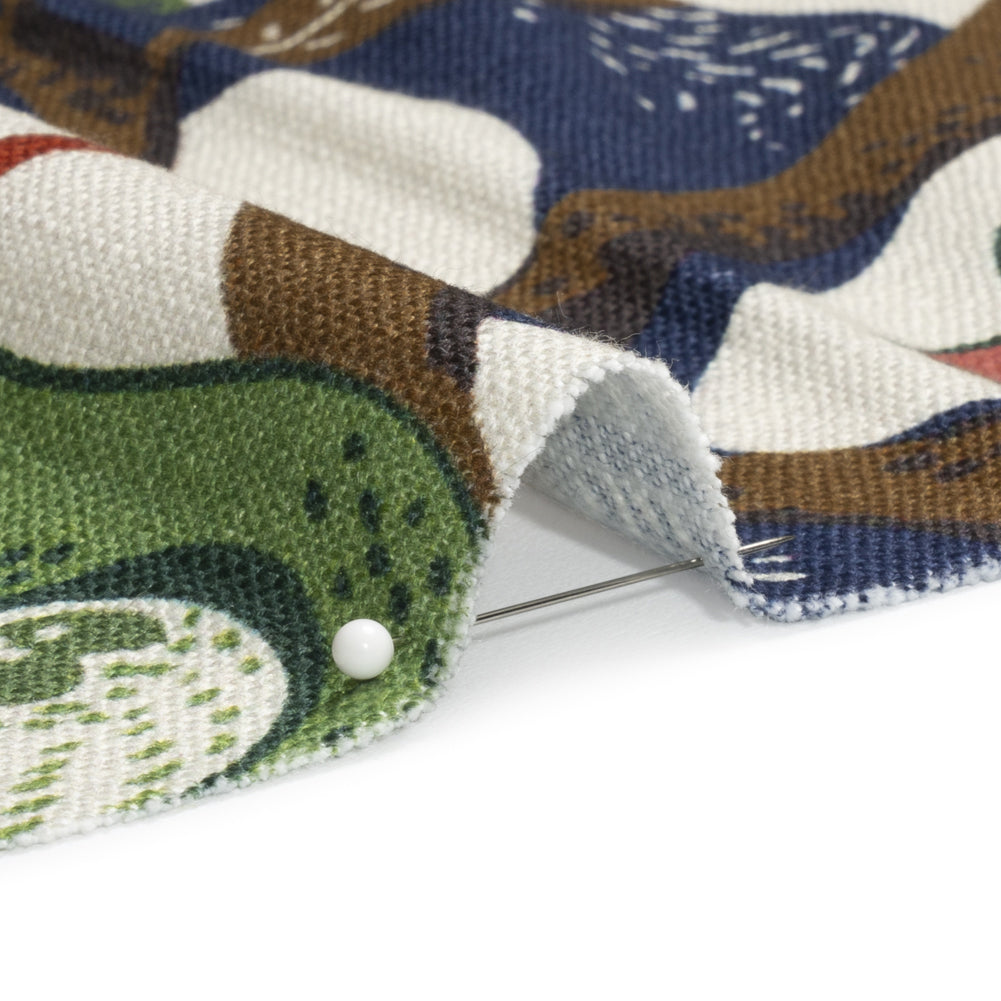 Pink, Blue and Green Birds, Blooms and Berries Slubbed Cotton Woven - Joann Fabrics