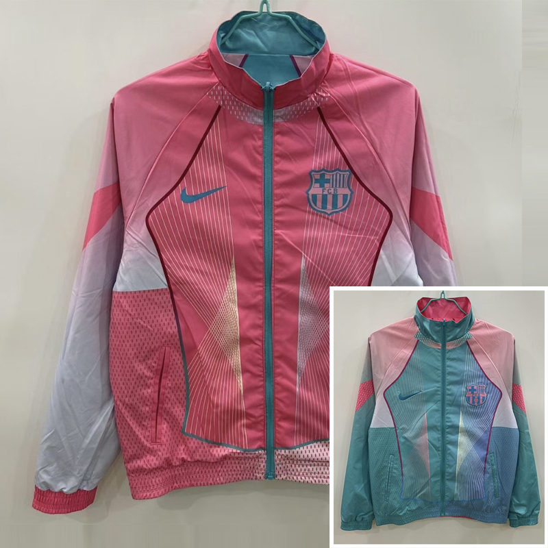2025/2026 Barcelona Reversible Windbreaker blue and pink Soccer Jersey 1:1 Thai Quality
