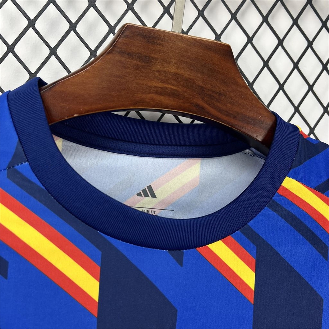 Spain 2026 Royal Blue And Yellow Stripes Pre-match Jersey - Fans Version - UnitedFutballJersey