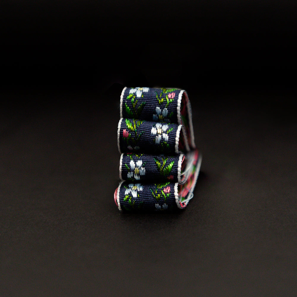 Italian Navy Floral Jacquard Ribbon - 0.625