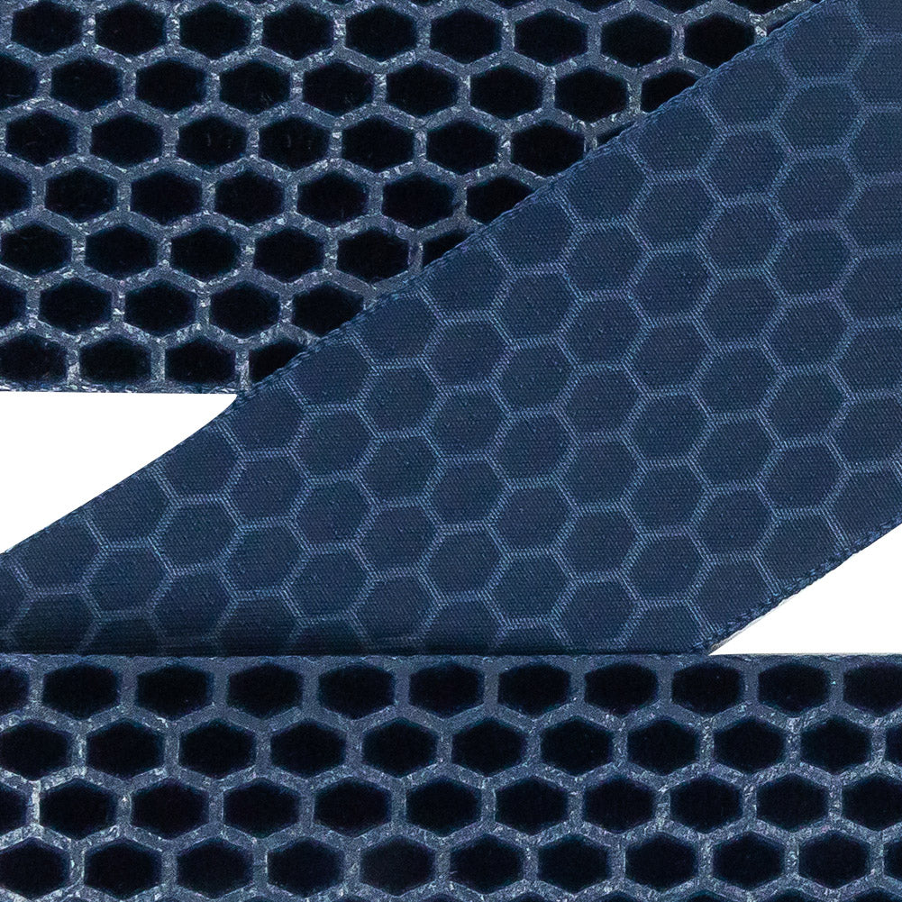 Italian Navy Honeycomb Velvet Burnout Trim - 1.4375
