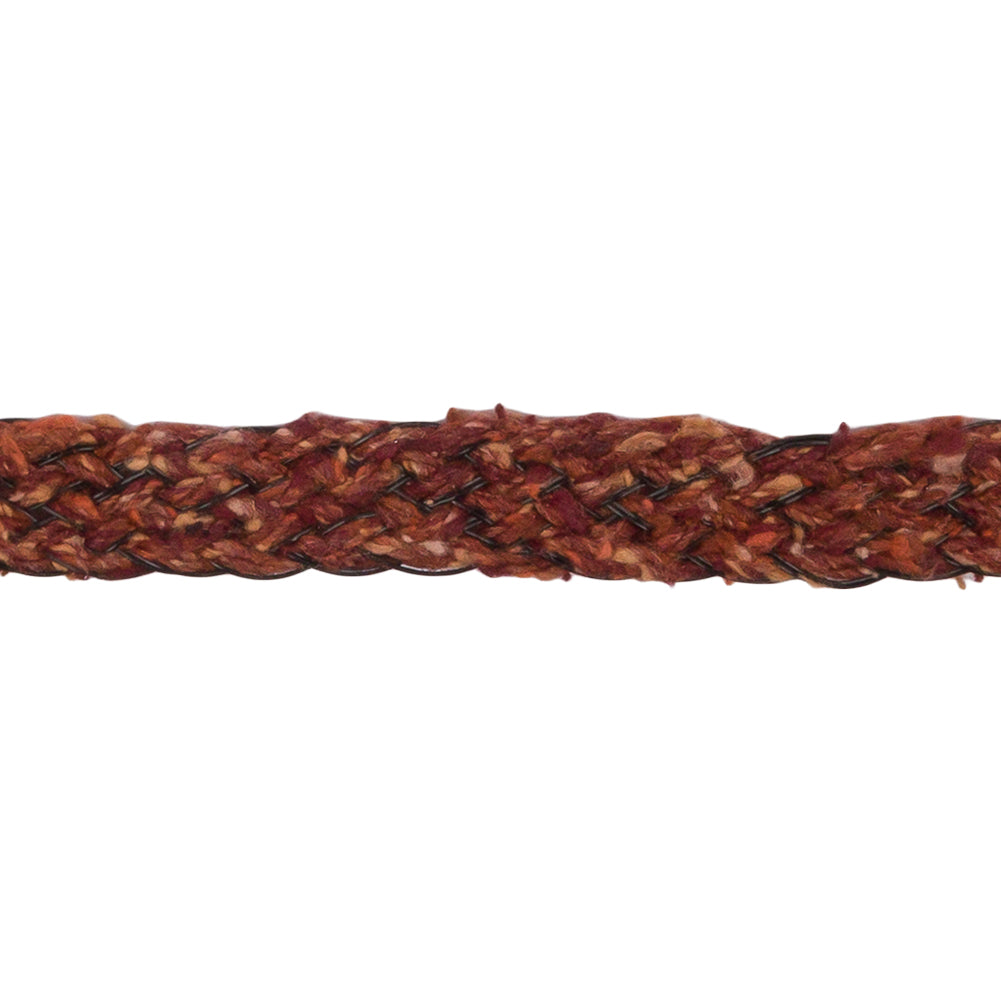 Famous NYC Designer Burnt Orange and Black Wool Boucle Braided Trim - 0.375
