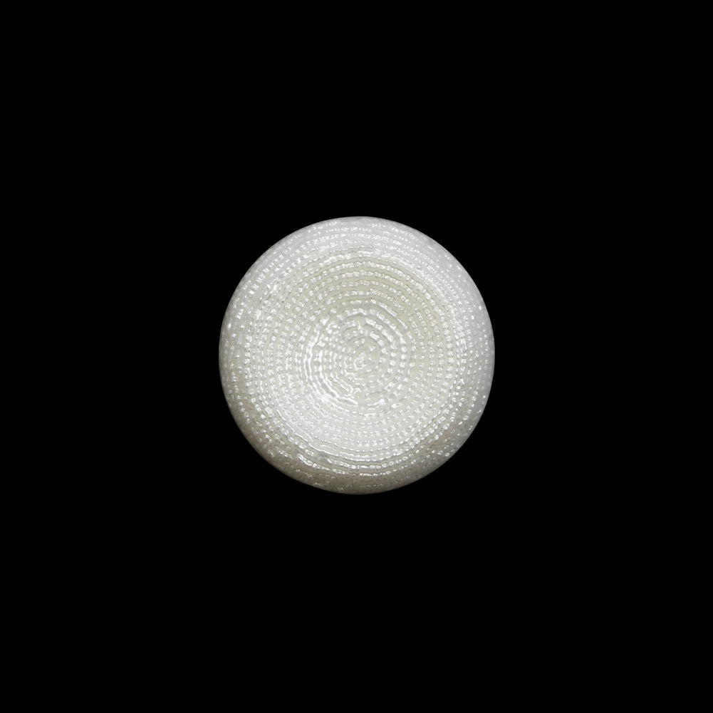 Concave Plastic Shank Back Button - White Beaded Look Embossed - 24L/15mm - Joann Fabrics