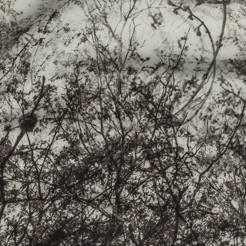 Rayon Challis Panel - Black and White Tree Branches - Old House Woods Print - Mood Exclusive Twilight Collection - Joann Fabrics
