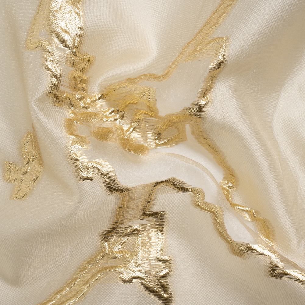 Metallic Gold and Gilded Beige Abstract Embers Luxury Burnout Brocade - Joann Fabrics