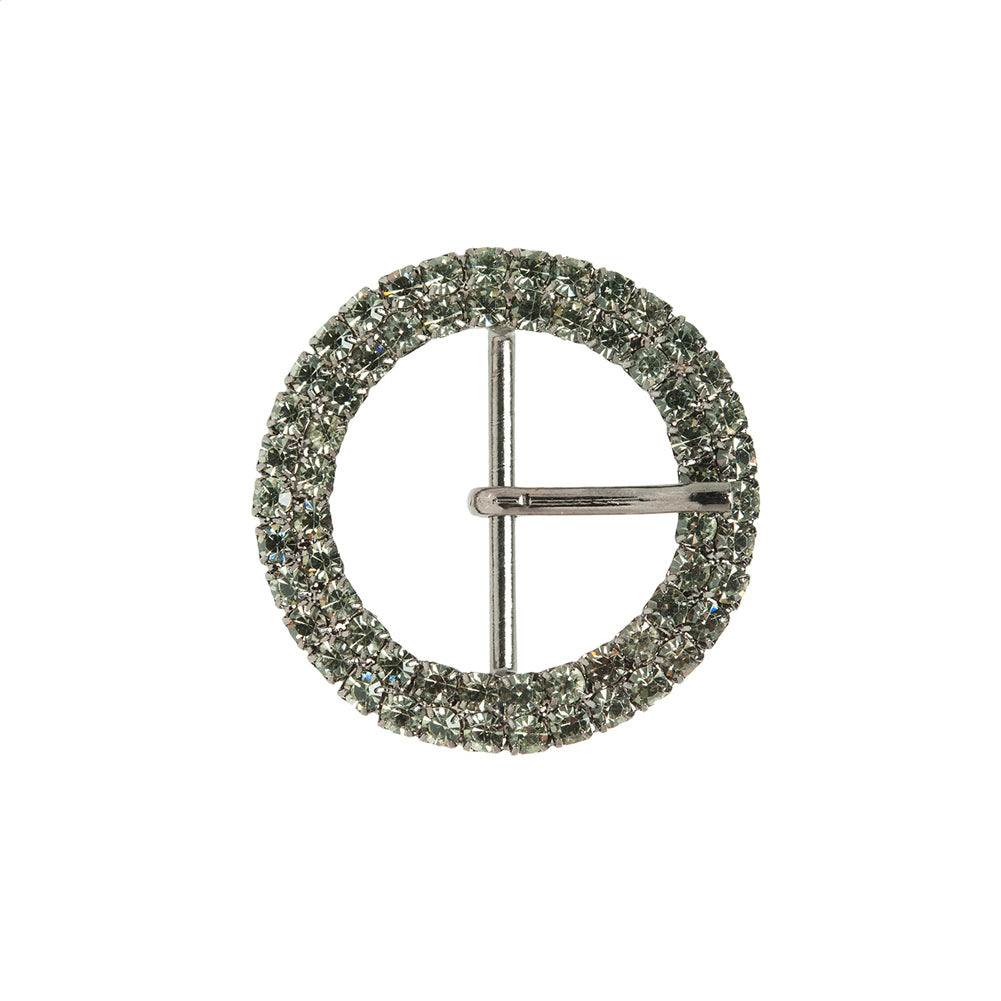 Swarovski Crystal and Gunmetal Circular Two-Row Rhinestone Buckle - 2