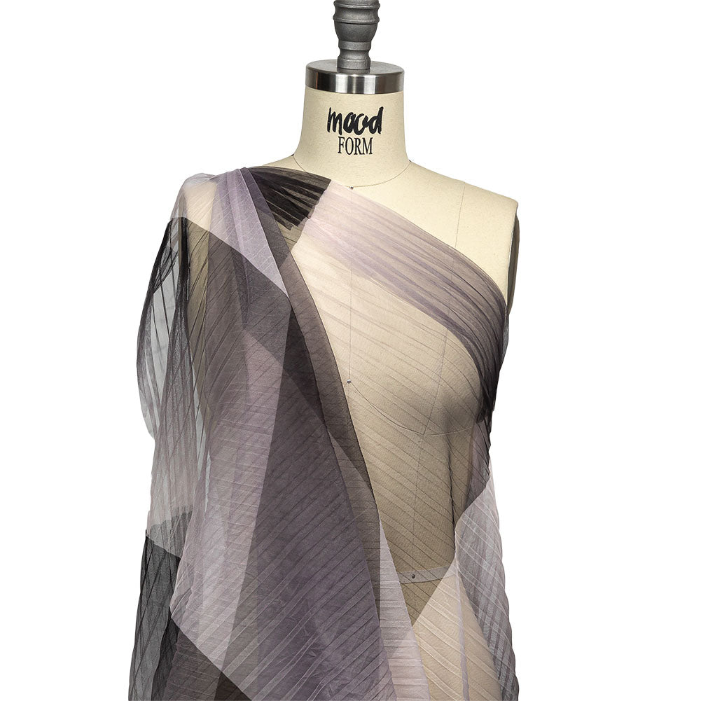 Gray and Pink Ombre Stripes Pleated Tulle - Joann Fabrics