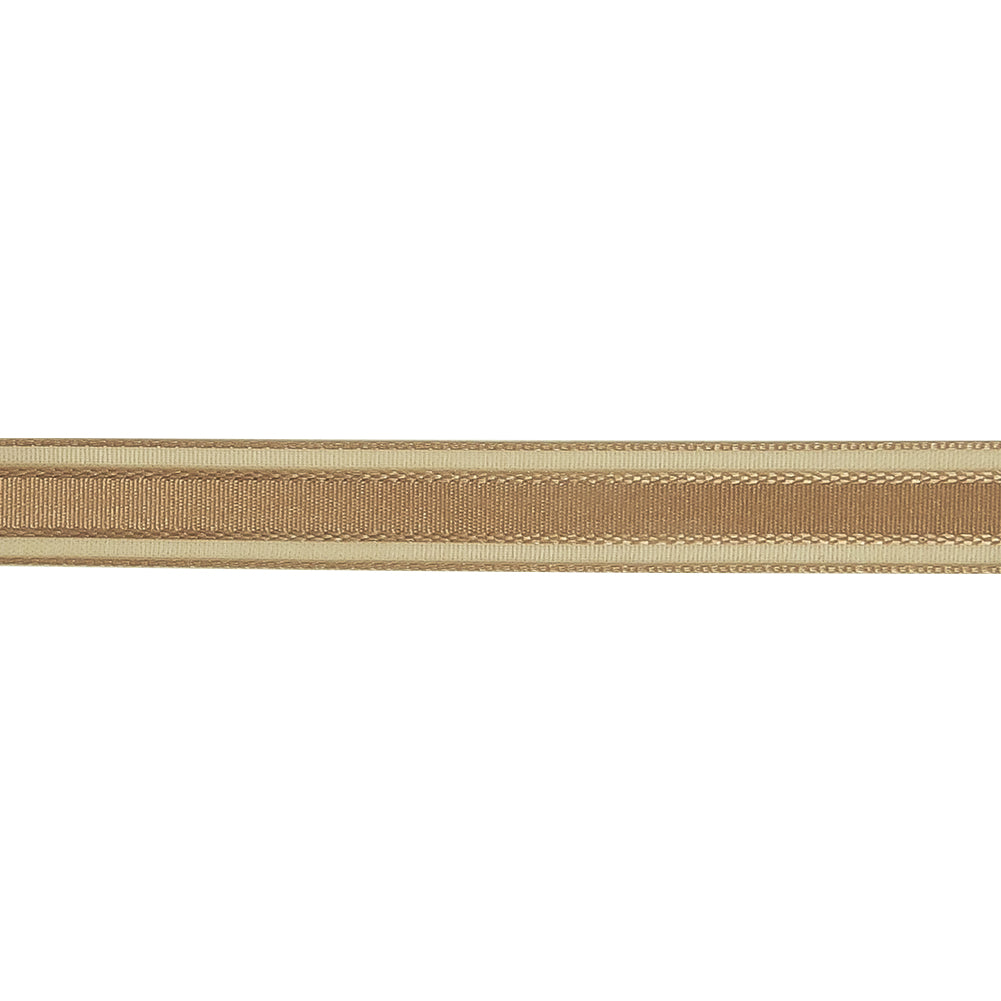 Beige Woven Ribbon with Sheer Organza Borders - 0.5