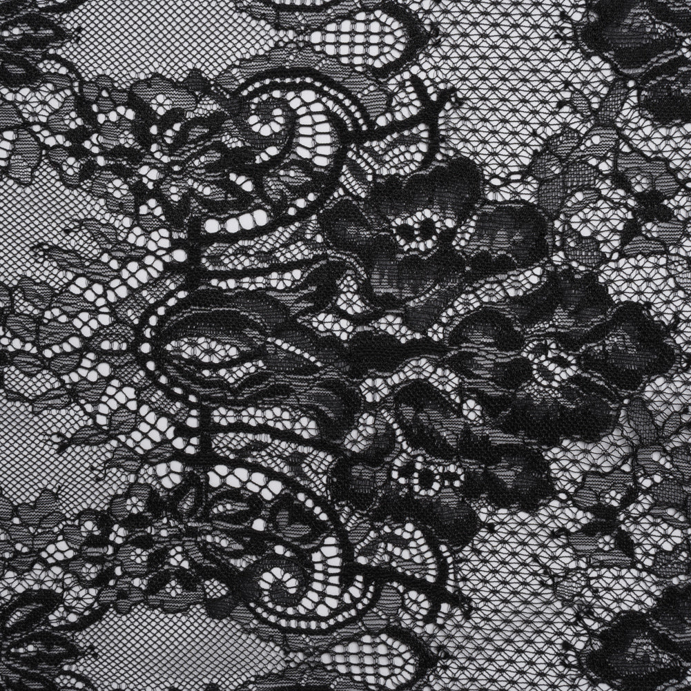 Luminous Re-Embroidered Lace - Black Floral and Paisley with Scalloped Border - Joann Fabrics