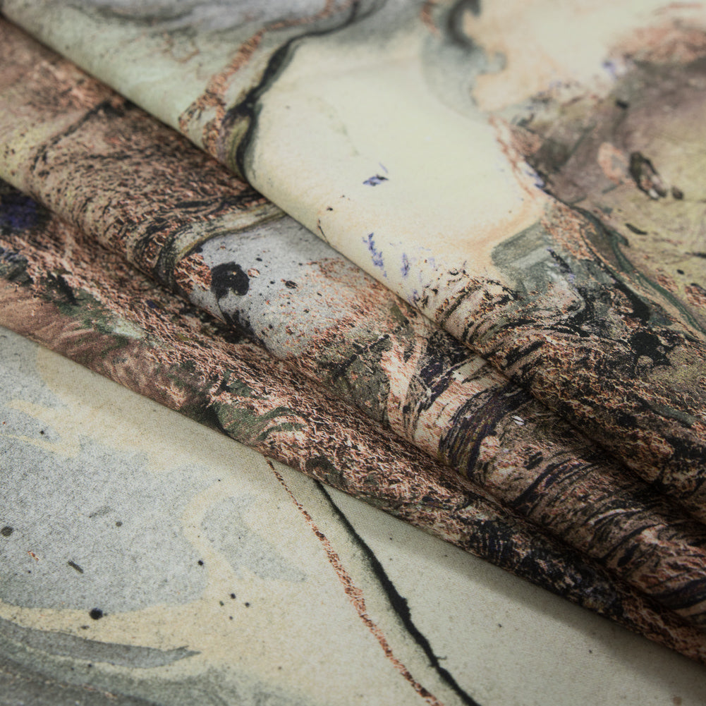 Stretch Cotton Sateen - Pale Green and Beige Abstract - Mission to Mars Print - Mood Exclusive Avenable Collection - Joann Fabrics