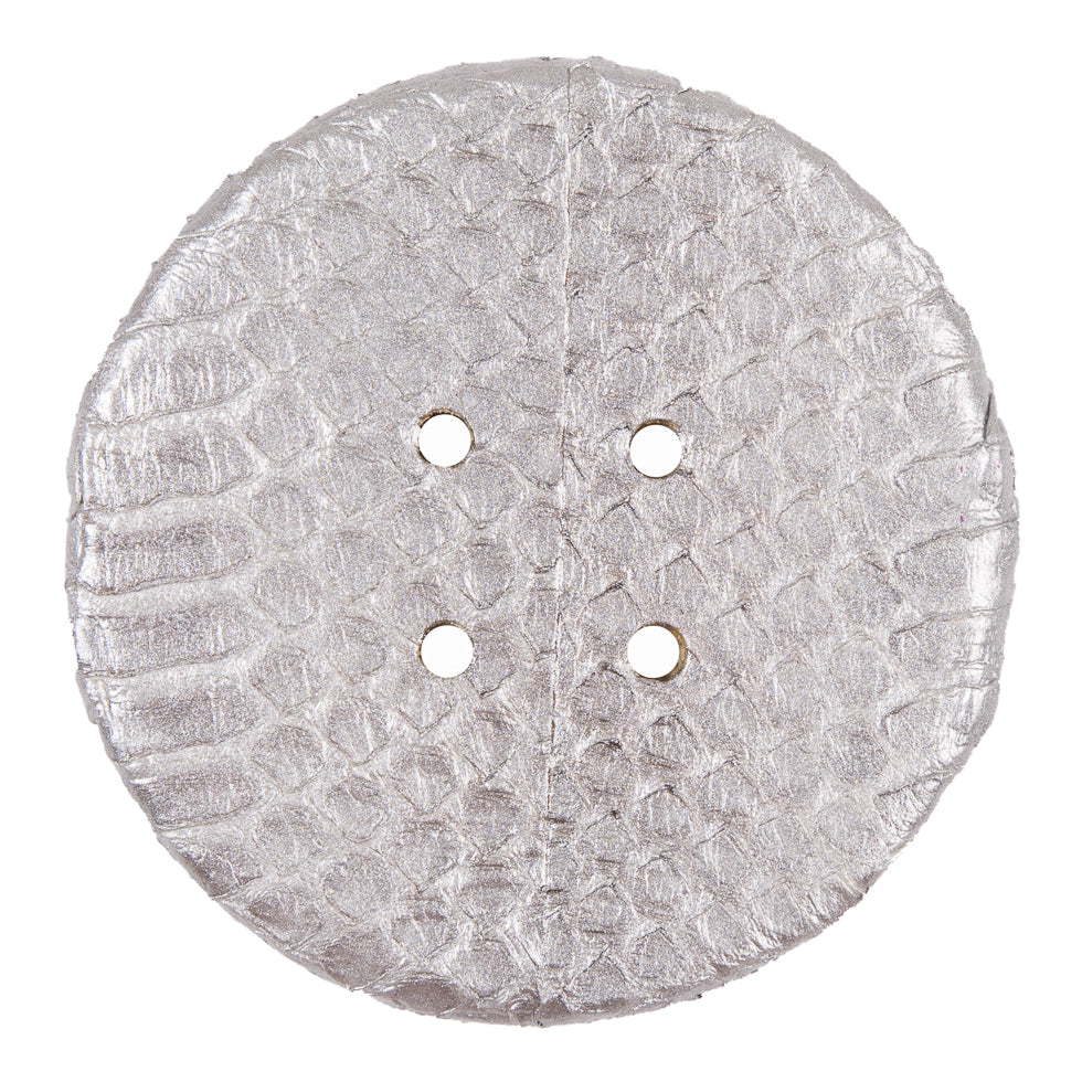 Silver Metallic Snakeskin Covered 4-Hole Button - 96L/61mm - Joann Fabrics