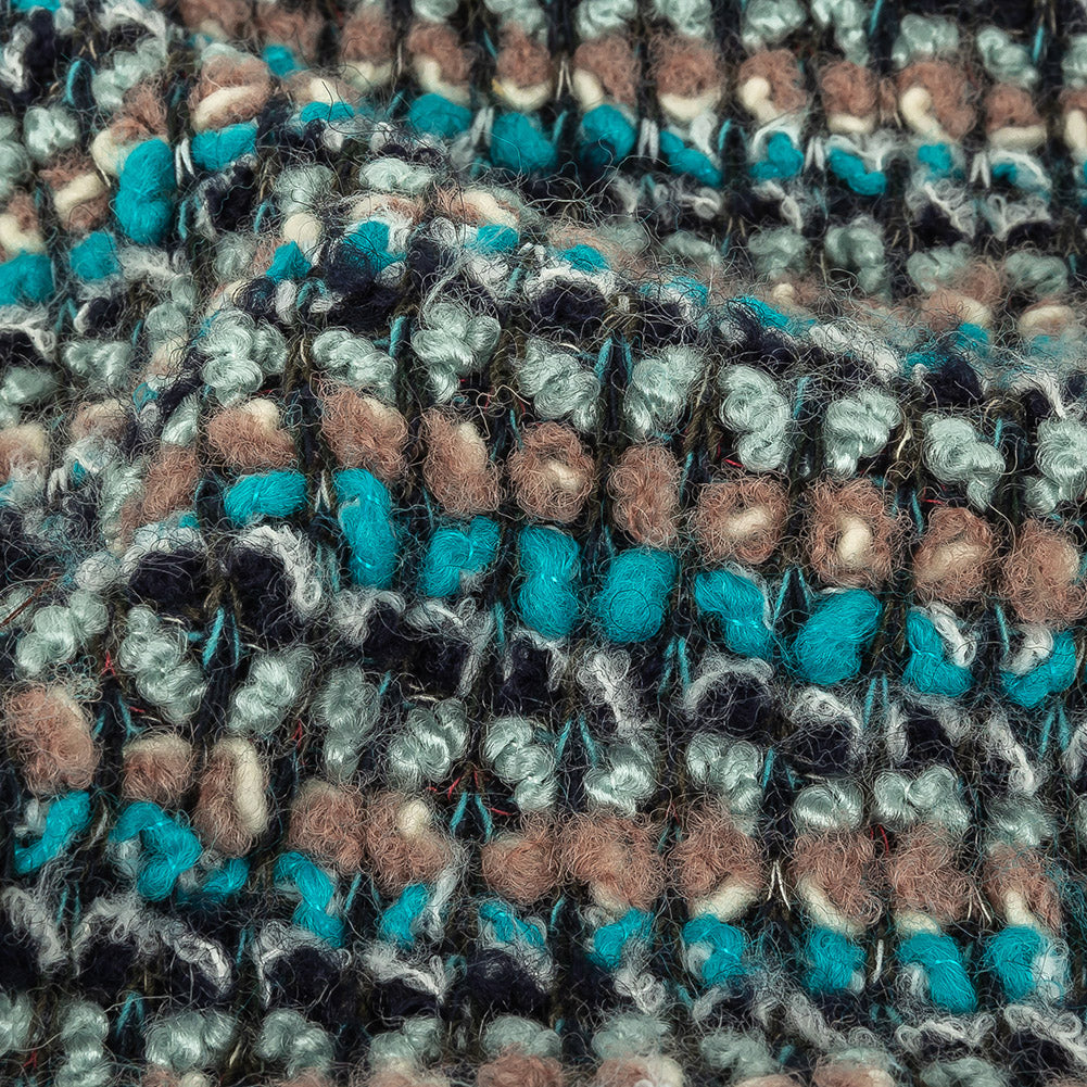 Turquoise, Beige and Navy Striped Chunky Wool Knit - Joann Fabrics