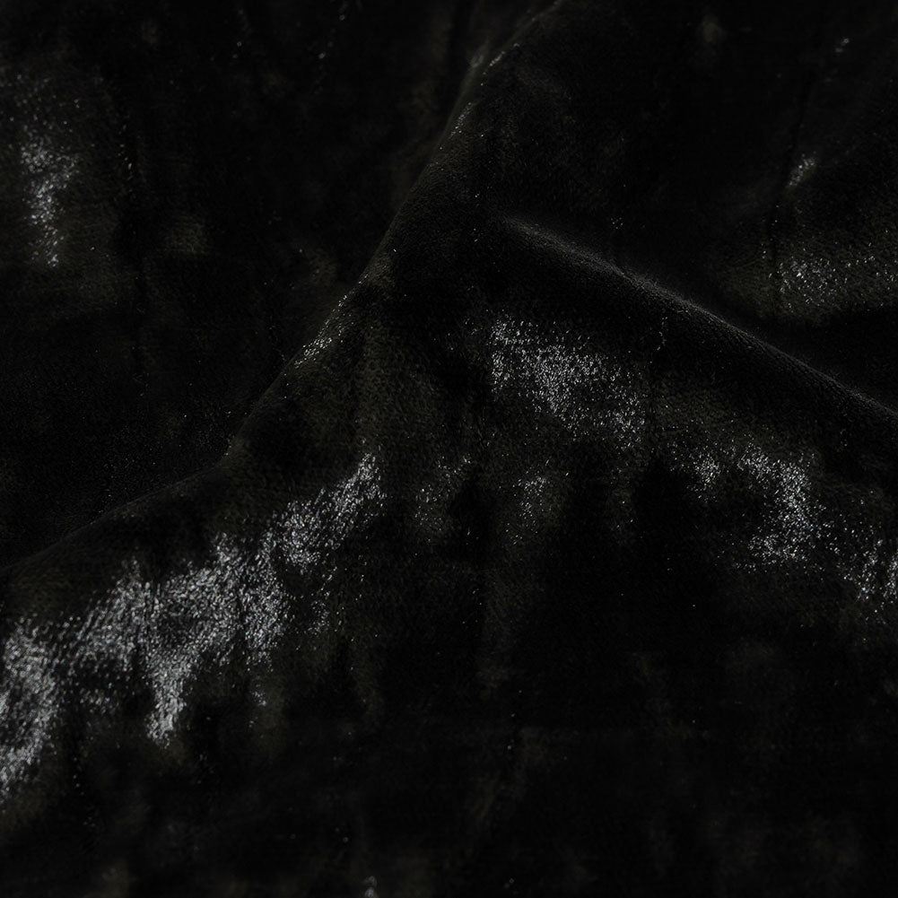 Balenciaga Italian Black Alligator Embossed Rayon and Polyester Crushed Velvet - Joann Fabrics