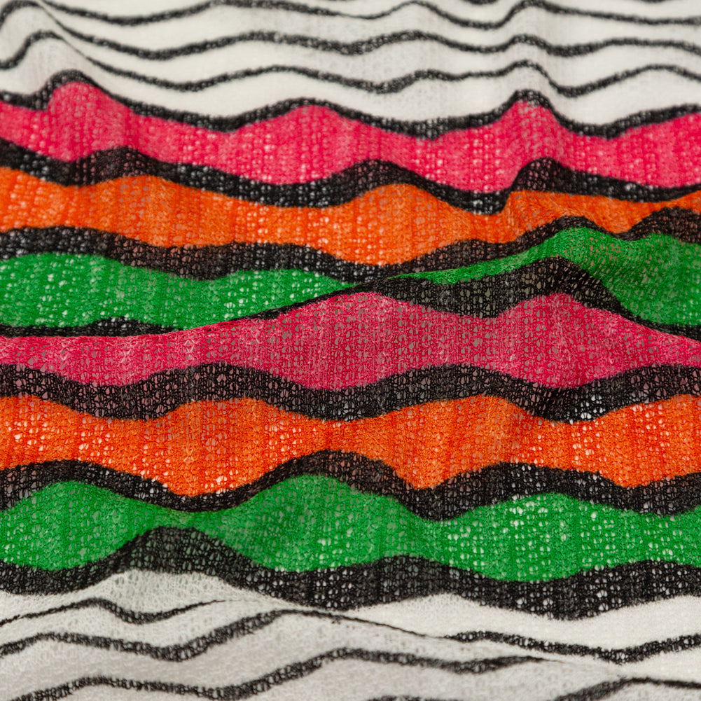 Magenta, Orange and Grass Green Wavy Striped Sweater Knit - Joann Fabrics