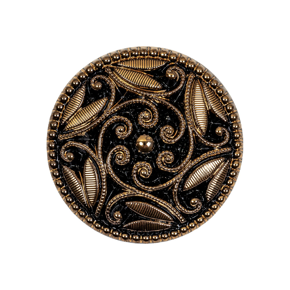 Black/Gold Glass Button - 42L/27mm - Joann Fabrics