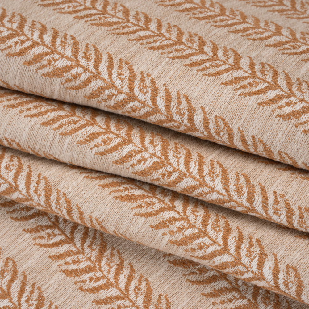 Polyester and Cotton Home Decor Jacquard - Tangerine Leafy Vine Stripes - British Imported - Joann Fabrics