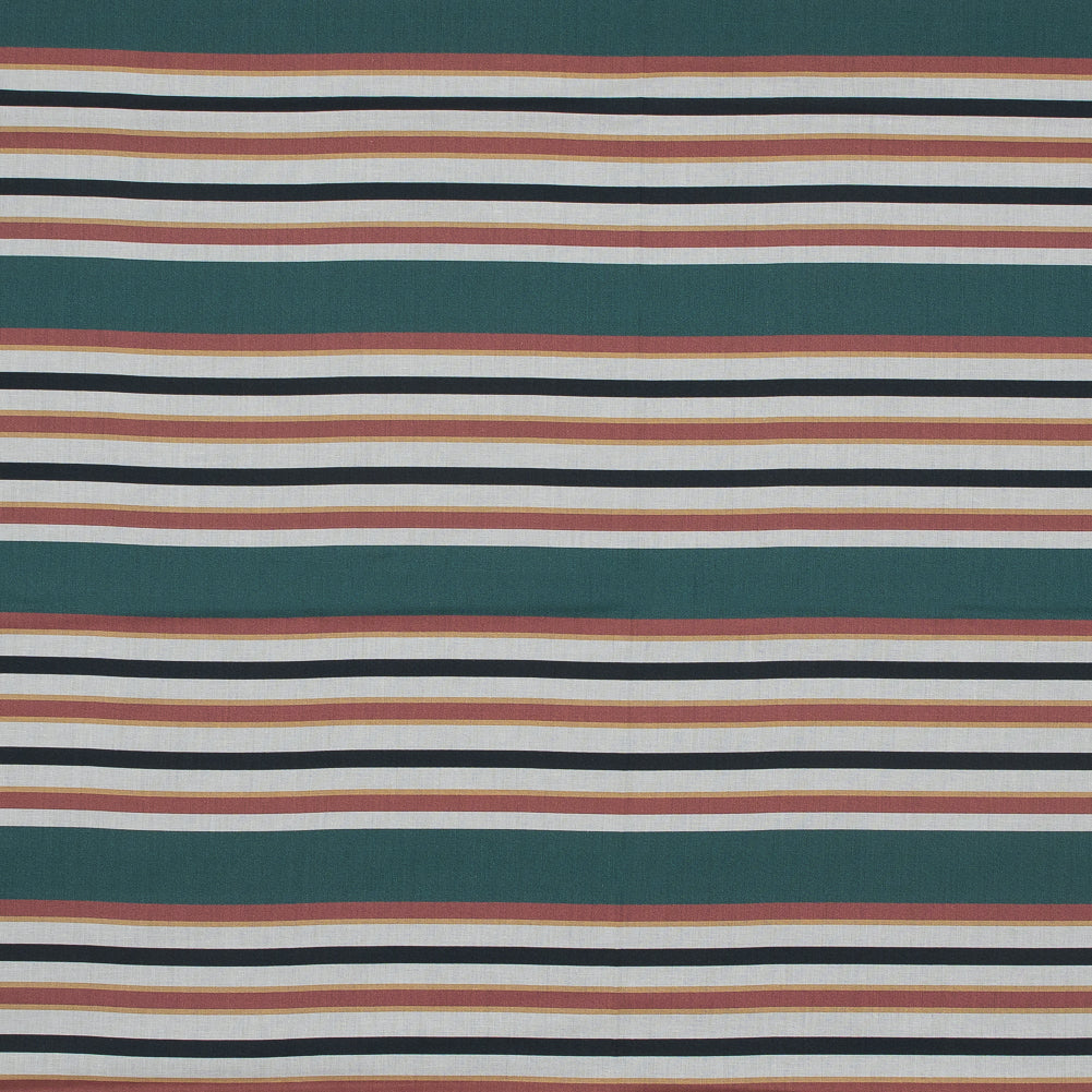 Cotton Voile - Green and Brown Stripes - Reverence of Youth Print - Mood Exclusive Key Largo Collection - Joann Fabrics