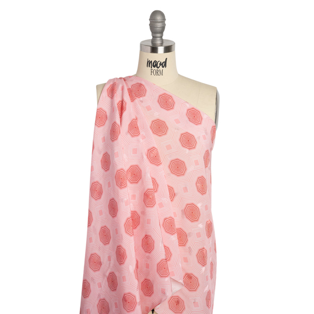 Hands Viscose Jacquard Print - Pink Geometric - Mood Exclusive Retro Reverb - Joann Fabrics
