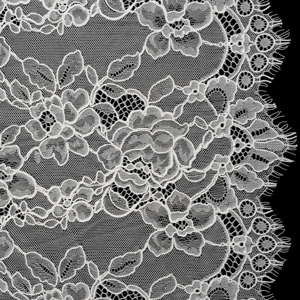 Re-Embroidered Chantilly Lace with Finished Scalloped Edges - Off White Floral Garlands - Joann Fabrics
